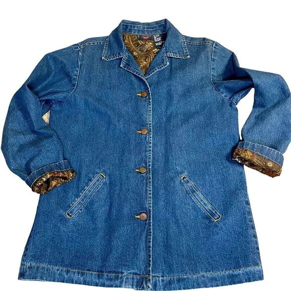 Vintage Bill Blass Jeanswear Petite Denim Blazer Jacket - Picture 1 of 9